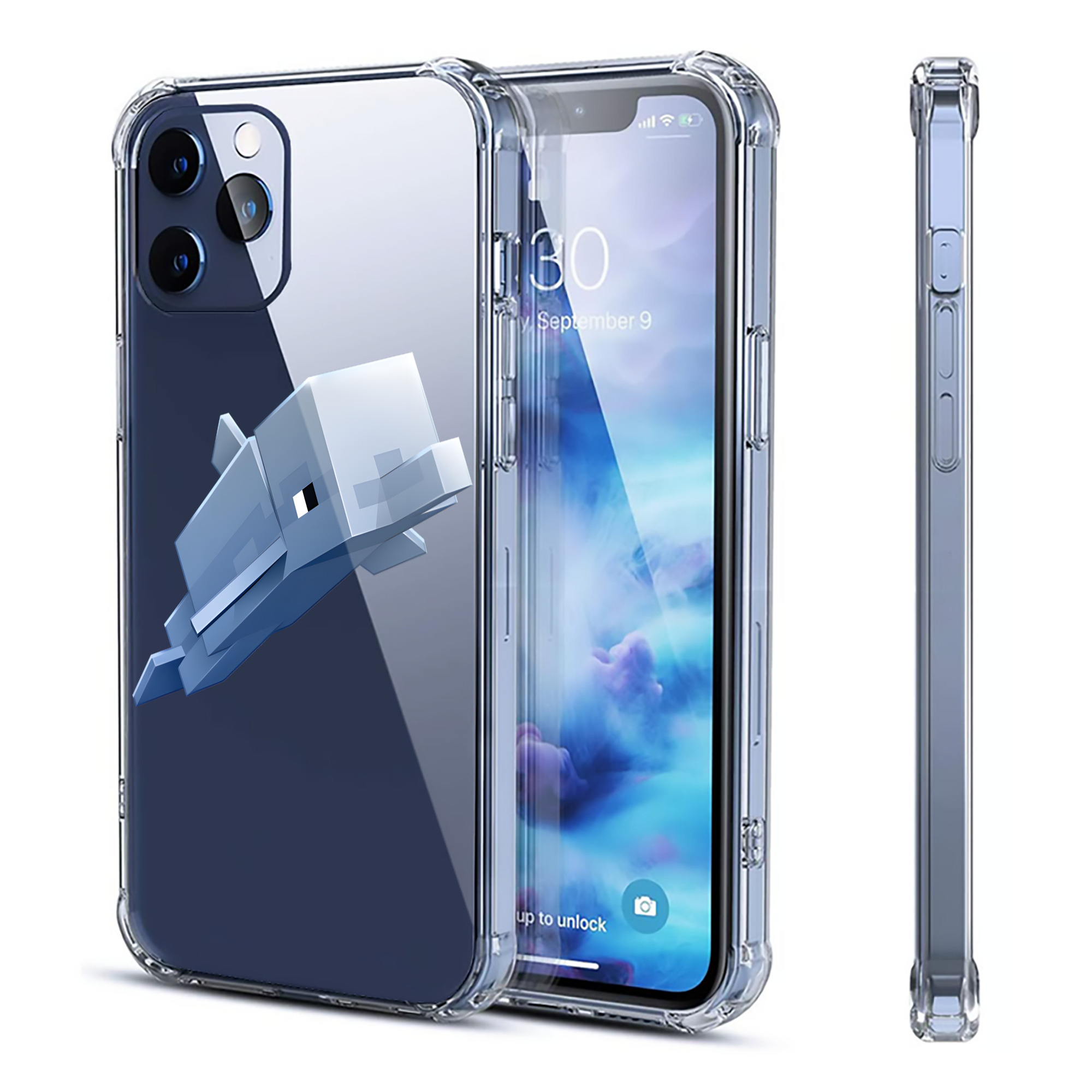 （画像用） マインクラフト ブロックの世界 Minecraft MC Block world 【iPhone 12シリーズ対応】透明スマホケース（クリアソフトケース）